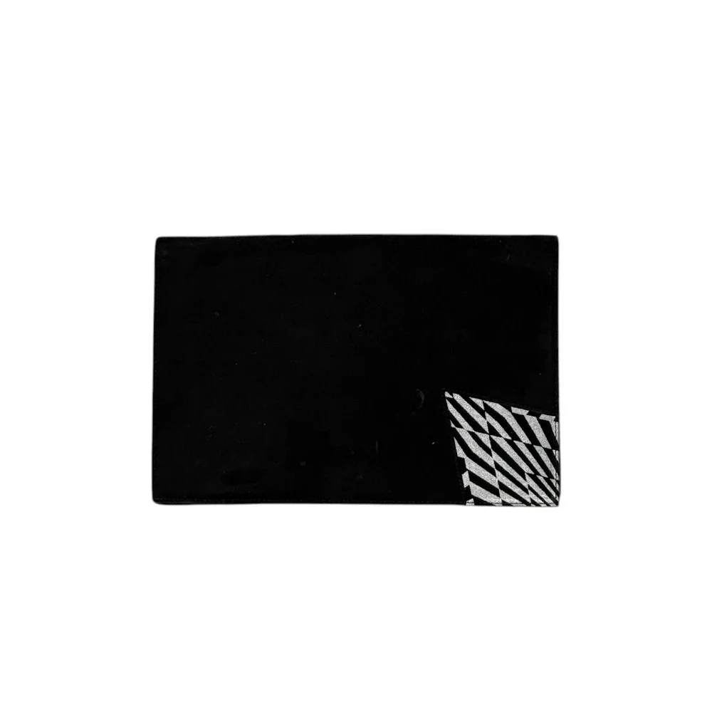 Vintage‎ Xavier Danaud Black Suede Clutch Bag Silver Geometric Made in France